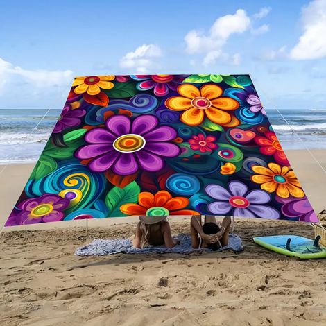Voile d'ombrage imperméable style Mandala – Toile solaire rectangulaire/carrée avec 4 cordes, protection UV 95%, auvent décoratif pour jardin terrasse Voile d'Ombrage(Style5-150cmx150cm)