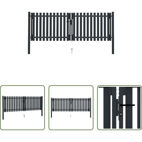 Portail en acier - Portail double en acier 300 x 125 cm anthracite (1/5)