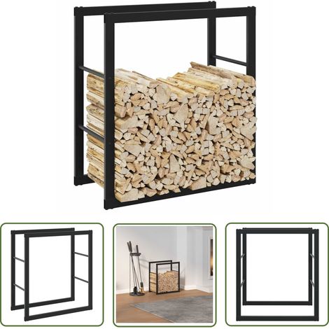 vidaXL Portant de bois de chauffage noir 55x30x61 cm acier (1/5)