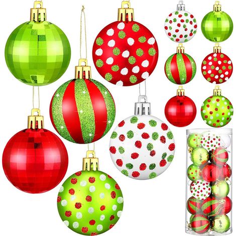 Set mit 24 unzerbrechlichen 5 cm (2 Zoll) großen Weihnachtskugeln zum Schmücken Ihres Weihnachtsbaums, ideal für Partys, Hochzeiten und andere Veranstaltungen. (1/5)