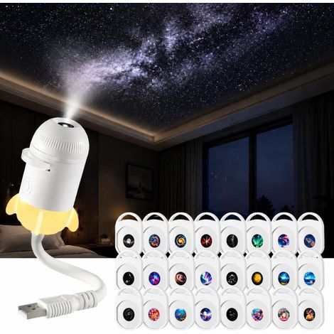 Projecteur d'étoiles,hd star projector, Projecteur de rêve de see  Veilleuse holographique,plafond（Avec 24 Films）,HD Smart Dynamic,USB,pour Chambre à coucher (1/5)