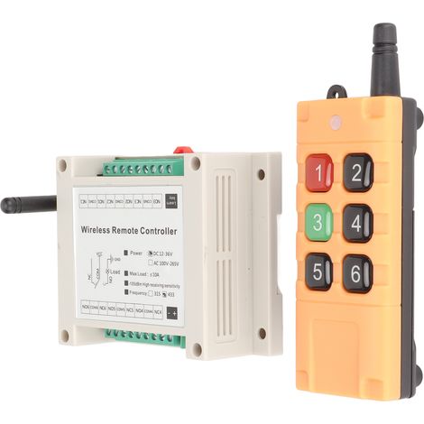 6-Kanal-Multifunktions-Fernschalter mit Relais, 433 MHz, für elektrische Türen und Fenster (Industrie), 12–36 V DC (1/5)