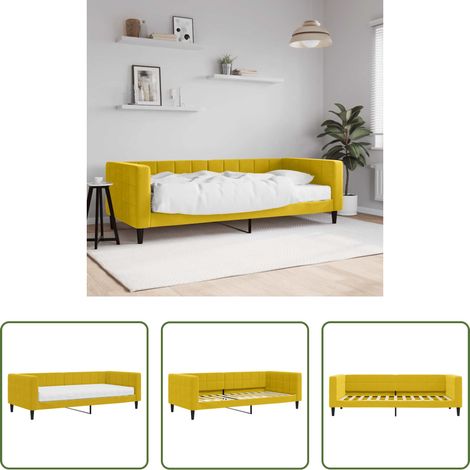 vidaXL Matratze - Tagesbett mit Matratze Gelb 90x200 cm Samt (1/5)