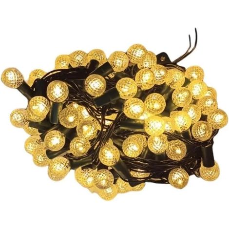 Guirnalda de luces solares con burbujas, luz blanca cálida, 12 m de longitud total, ideal para decoración de interiores y exteriores.