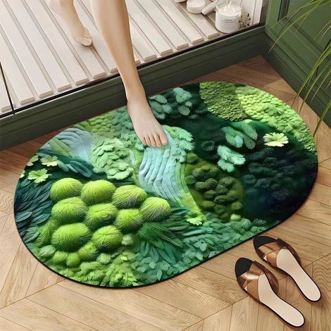 Tapis de bain en terre de diatomée – Absorbant, séchage ultra-rapide, antidérapant et lavable en machine – Idéal pour salle de bains, douche et WC – Dimensions 40 x 60 cm-lsw