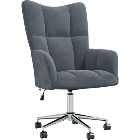 Poltrona lounge divano sedia su ruote altezza regolabile design moderno in velluto grigio scuro DEC026703