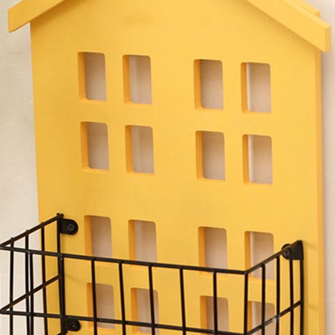 Étagère murale en bois simple et créative pour chambre et salon, jaune (1/5)