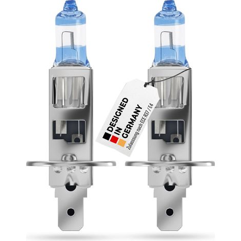 alca® 2 Stück H1 Halogen Lampe Auto I P14.5s I 12V 55W Halogen Scheinwerfer Lampe I +200% mehr Helligkeit I Weißes Licht I E-Prüfzeichen I KFZ