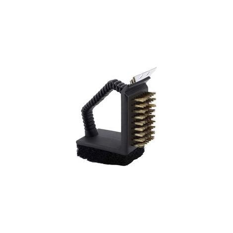 Cepillo para Barbacoa 3 en 1 con Cerdas de Acero, Rascador y Esponja Abrasiva, Limpieza de Barbacoa con Mango Ergonómico, Accesorio de Limpieza para Barbacoas de Gas y Carbón (1/5)