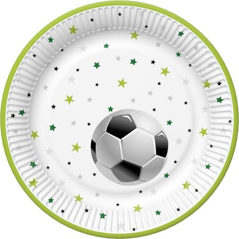 Piatti per festa di compleanno a tema calcio, 18 cm, 8 pezzi.