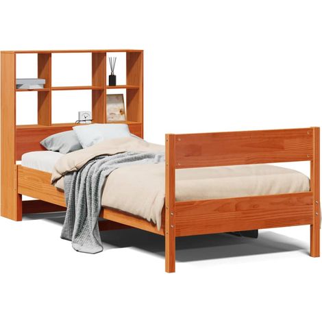 Maison Exclusive - Lit bibliothèque sans matelas cire marron 75x190 cm pin massif (1/5)