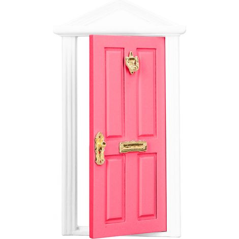 Porte miniature en bois, couleur vive, détails soignés, bords lisses, porte féerique miniature pour maison de poupée à l'échelle 1:12, cadeau, rose rouge (1/5)