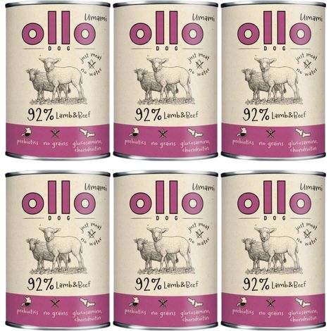 Nourriture humide pour chien Ollo Umami Agneau et Bœuf 850 g (1/4)
