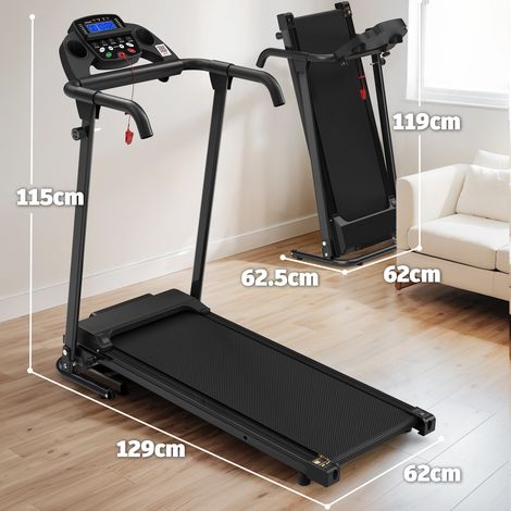 Tapis roulant pieghevole 129x62x115 cm in acciaio nero con APP, salvaspazio - MEUBLIV (1/5)