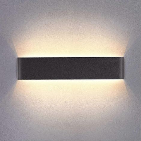 Applique murale intérieure LED noire 40 cm blanc chaud 14 W 3000 K, style moderne, idéale pour chambre, salon, escalier, couloir ou salle de bain. (1/5)