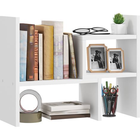 Étagère bureau modulable organisateur multifonctionnel 2 pièces MDF blanc (1/5)