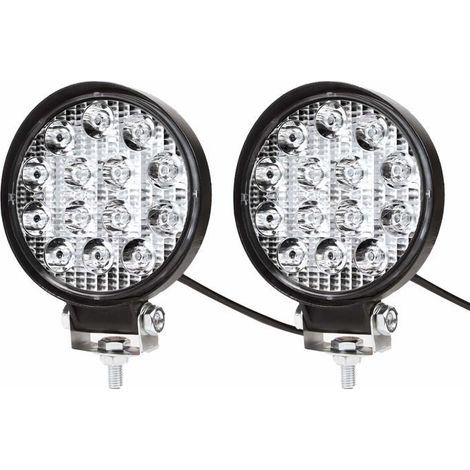 2 X 42W Projecteur Phare de Travail LED Ronde 12V 24V Projecteur LED Voiture Etanche IP67 Spot Flood Lumière de recul(2 PCS) (1/5)