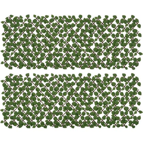 Lot de 2 haies artificielles Treillis Extensible - Brise-Vue végétale Feuillage réaliste, 2 x 1 m (1/4)