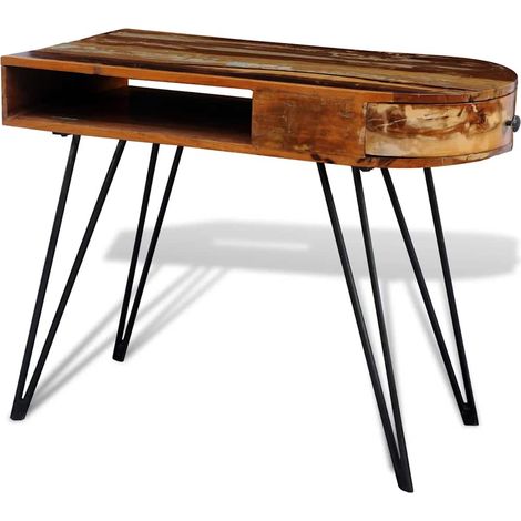 Escritorio de madera maciza reciclada con patas de hierro vidaXL (1/5)