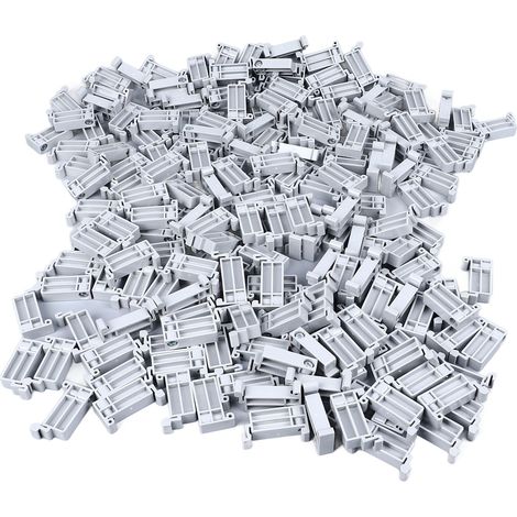 200 pièces butée d'extrémité pour rail DIN, fixation par vis, support terminal en plastique blanc, arrêt de bloc de jonction (1/5)