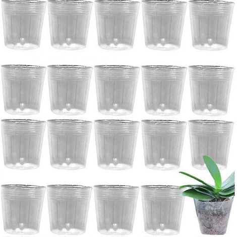 Pots de fleurs transparents en plastique, plateaux de germination, sachets nutritifs pour orchidées (20 pièces) (1/5)