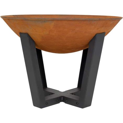 Brasero en acier oxydé 50 cm – Hauteur 68 cm – Design moderne pour extérieur – Ambiance chaleureuse – Buschbeck