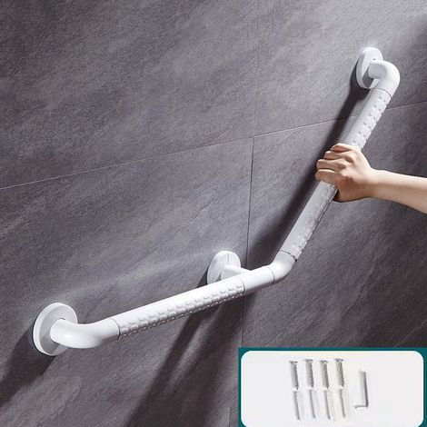 Barre d'appui de douche 135° pour baignoire, rampe de toilette en acier inoxydable ABS pour personnes âgées et handicapées, 42 x 42 cm (1/5)