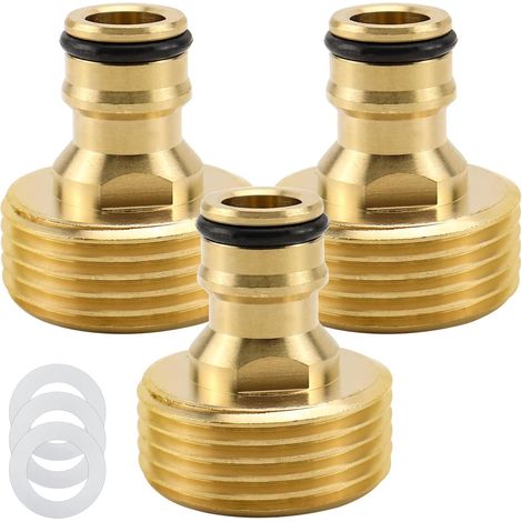 1 Zoll Außengewinde Messing-Schnellkupplung 3 Stück Wasserhahn-Adapter mit 1 Zoll Außengewinde und Steckkupplung für Gartenschlauch Hahnverbinder Kupplung Gartengerät/Sanitär/Bewässerung (3 Stück) (1/5)