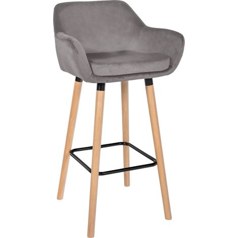 Tabouret de bar Grant velours Gris