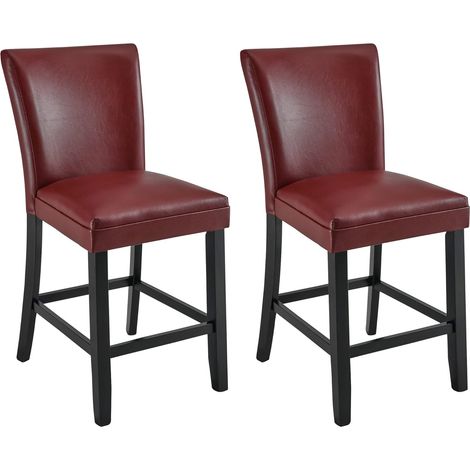 PADMA HOUSE Counter Bar Stools, Solid Wood Bar Chairs, Holds Up to 250 Lbs, 40”H Dinning Chairs with Waterproof Surface, Fuax Leather, Upholstered Stools for Kitchen Restaurant (2, Red) (1/5)