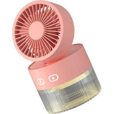 Mini-Falt-Wasserventilator, kleiner Tischkühler, aus ABS, mit USB-Sprühsystem, für Zuhause, Bibliothek oder Büro (rosa). (1/5)