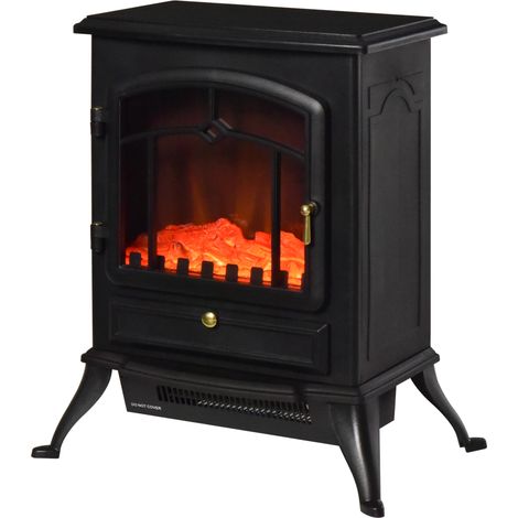 Camino Elettrico da Terra 42x28x55 cm 950/1850W Effetto Fiamma Nero (1/5)