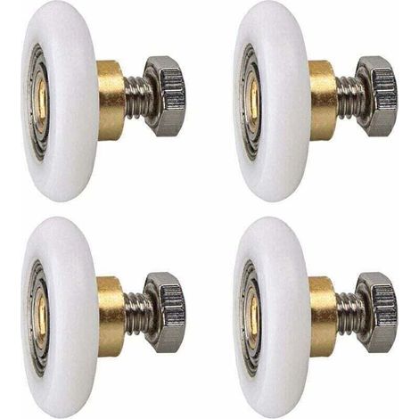 Rouleau de remplacement pour porte de douche coulissante, roulette de porte de douche 4 pièces, roue de 20 mm pour fixation de porte de douche (1/4)