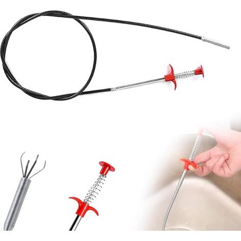 Spirale de débouchage à ressort. Nettoyage efficace des toilettes, salles de bain et douches pour éliminer les dépôts et les saletés. (1/5)
