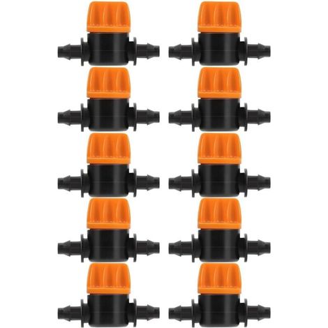 10 Pièces Vanne de Commutation D'irrigation 4/7 Connecteur de Tube D'irrigation Connecteurs de Tuyau Vanne Barbelée Convient pour Jardin Agricole (1/5)