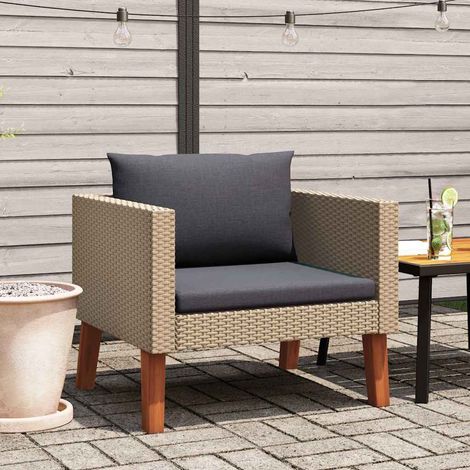 vidaXL Canapé simple de jardin avec coussins Résine tressée Beige (1/5)
