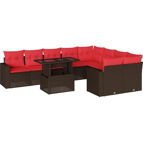 10-teiliges Gartensofa-Set mit Kissen, braun, Polyrattan vidaXL (1/5)