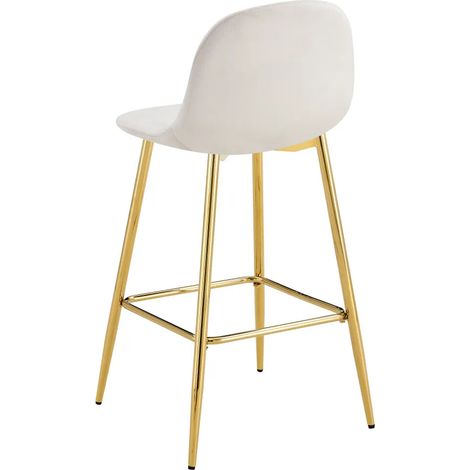 Lot de 2 tabourets de bar SCANDINAVE pied gold velours