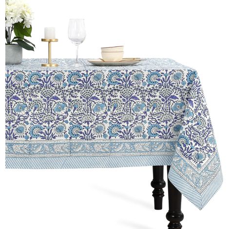 Mantel cuadrado con motivos indios, 140 x 180 cm, ideal para bodas, comidas familiares y barbacoas. Impermeable. (1/5)