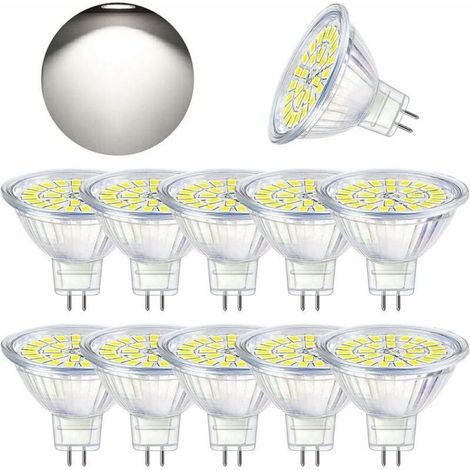Ampoules LED GU5.3, lumière blanche froide 6000K, LED MR16, 12V 5W (équivalent à une ampoule halogène de 50W), ampoules projecteurs LED non dimmables, paquet de 10 (1/5)