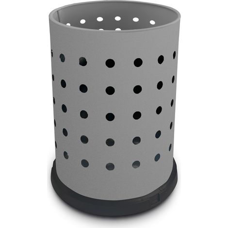 Pattumiera Gettacarte Ø25xh34 cm da Interno in Acciaio Verniciato Traforato Grigio (1/2)