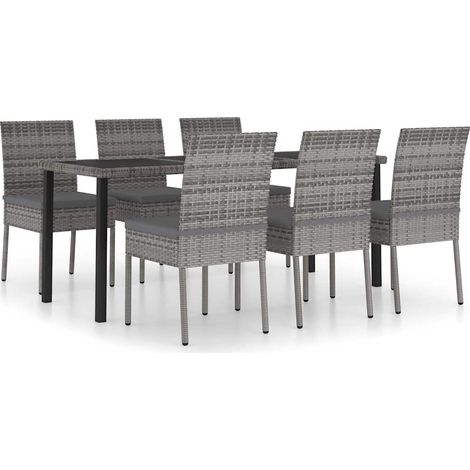 Maison Exclusive - Set da Pranzo da Giardino 7 pz in Polyrattan Grigio (1/5)