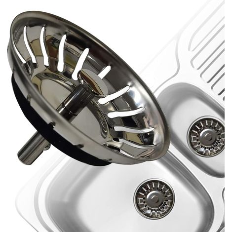 1 Crépine D'évier Acier Inoxydable Diamètre 80mm Joint Caoutchouc Anti-fuite Pour Cuisine Salle De Bain (1/5)