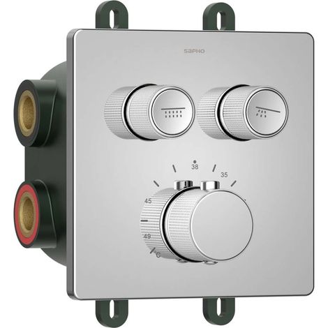 Sapho Smart Select - Unterputz-Thermostatarmatur, für 2 Verbraucher, mit Einbaukörper, Chrom RP042 (1/2)