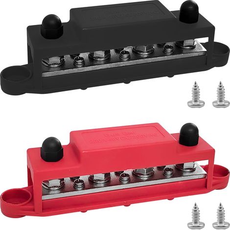 Busbar 250 A avec bornier M8 5/16 po, durable et robuste pour voitures et bateaux, système 12 V noir et rouge (1) (1/5)