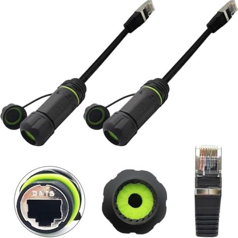 Connecteur étanche RJ45, Montage sur panneau 2 pièces IP68 Connecteur de câble Ethernet LAN M20 extérieur avec blindage CAT6, coupleur de câble réseau avec rallonge (1/5)