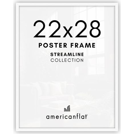 Cadre photo blanc de 55,9 x 71,1 cm, cadre photo fin avec plexiglas poli – Cadre photo mural avec matériel de suspension pour affichage horizontal ou vertical, blanc (1/5)
