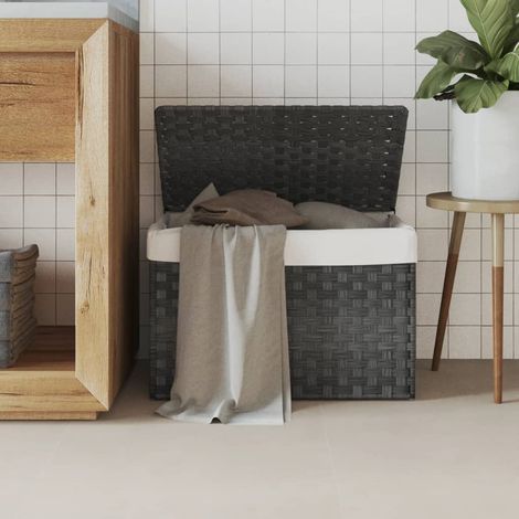 vidaXL Cesto Portabiancheria Coperchio Grigio 55,5x35x34 cm