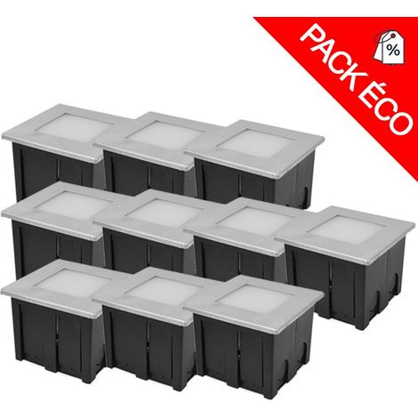 Pack de 10 spots balises LED carré encastrable - 1.5W 230V Miidex Lighting® (1/4)