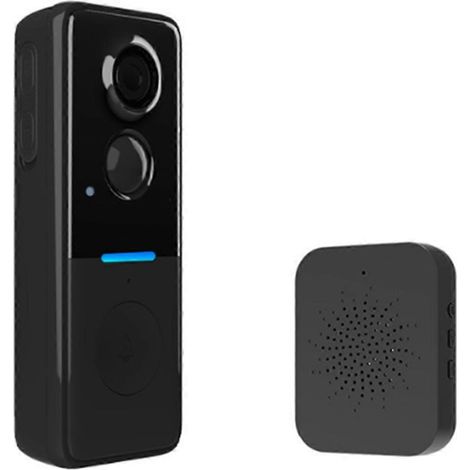 Sonnette vidéo intelligente : alimentée par batterie, double annonce horaire, haute définition, audio bidirectionnel, vision nocturne (1/5)